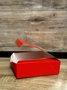 PLAIN RED “ER” TAKEOUT BOXES - 8” x 8” x 3.5” 