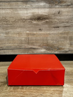 PLAIN RED “ER” TAKEOUT BOXES - 8” x 8” x 3.5” 