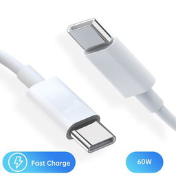 White 1m Ultra Fast Charging Durable Type-C To Type-C Charging Cable