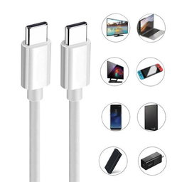 White 1m Ultra Fast Charging Durable Type-C To Type-C Charging Cable