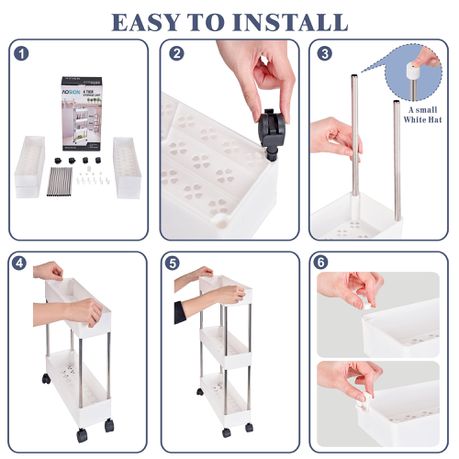 Multipurpose 4-Tier White Utility Cart with Wheels Plastic Storage Trolley_2