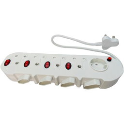 9 Way Multi Plug Power Adaptor, Schucko & Euro with Switches