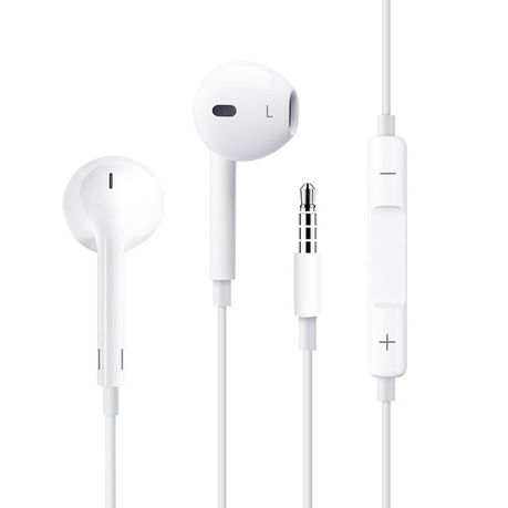 Wired InEar White Earphones With Microphone and Volume Control - WHITE
