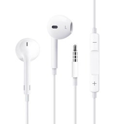 Wired InEar White Earphones With Microphone and Volume Control - WHITE