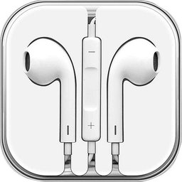 Wired InEar White Earphones With Microphone and Volume Control - WHITE