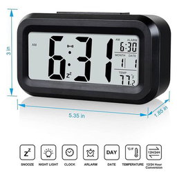 Digital Alarm Clock with LCD Screen, Date, Temperature & Humidity Display