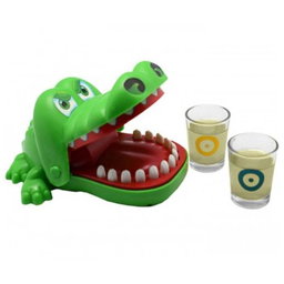 Croc Chomp Crocodile Drinking Shots Game with 2 Shot Glasses