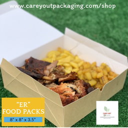 PLAIN KRAFT BROWN “ER” TAKEOUT BOXES - 8” x 8” x 3.5” / WINDOWED & NON WINDOWED 