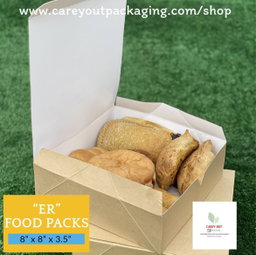 PLAIN KRAFT BROWN “ER” TAKEOUT BOXES - 8” x 8” x 3.5” / WINDOWED & NON WINDOWED 