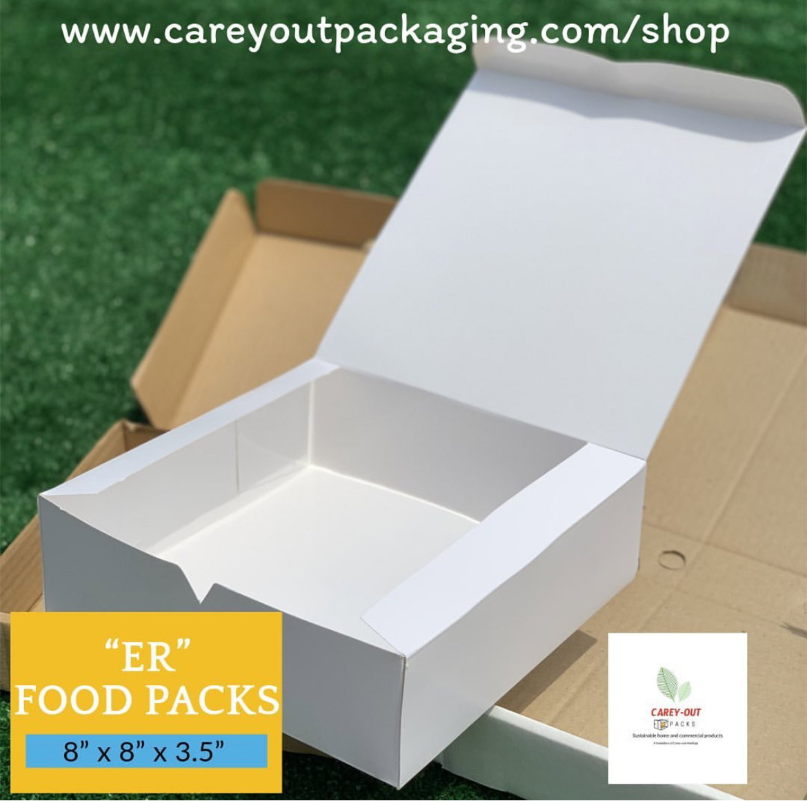 PLAIN  WHITE “ER” TAKEOUT BOXES - 8” x 8” x 3.5”  / WINDOWED & NON WINDOWED_3