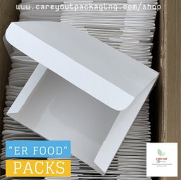 PLAIN  WHITE “ER” TAKEOUT BOXES - 8” x 8” x 3.5”  / WINDOWED & NON WINDOWED