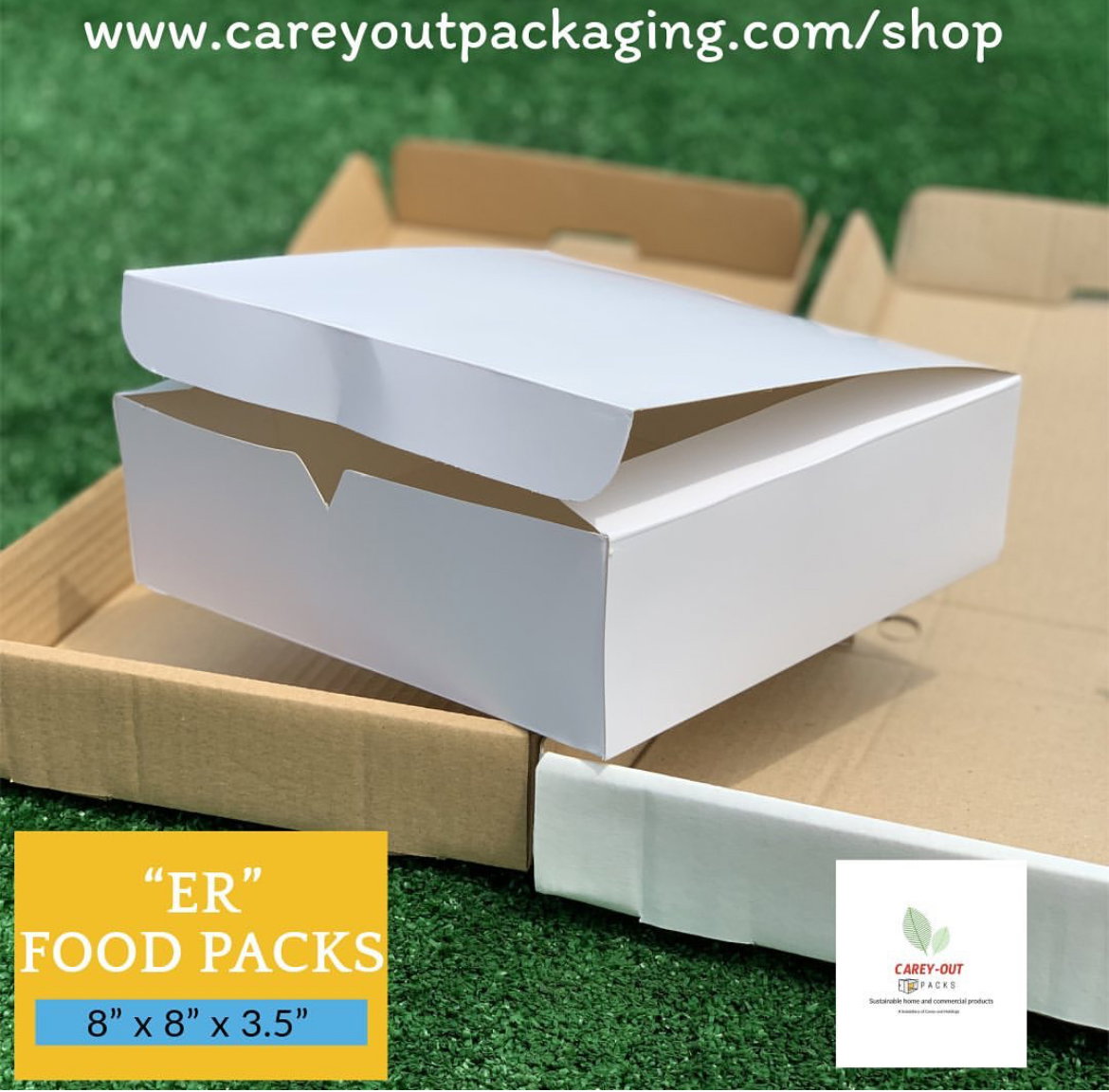 PLAIN  WHITE “ER” TAKEOUT BOXES - 8” x 8” x 3.5”  / WINDOWED & NON WINDOWED_4