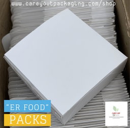 PLAIN  WHITE “ER” TAKEOUT BOXES - 8” x 8” x 3.5”  / WINDOWED & NON WINDOWED