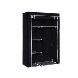 Non Woven Portable Storage Fabric Wardrobe with Shelves - Black