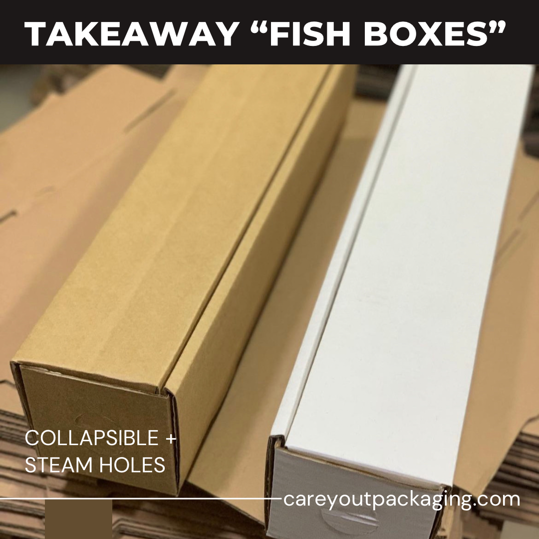 GRILLED FISH TAKEOUT BOXES - 20” x 4.5” x 4”  WHITE - (CLOSED TOP; NON -WINDOWED / PET-LINED) _3