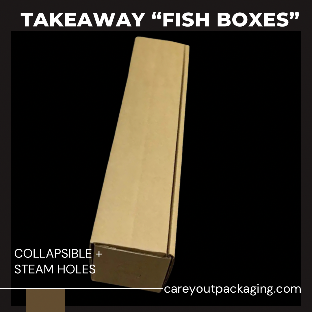 GRILLED FISH TAKEOUT BOXES - 20” x 4.5” x 4”  BROWN - (CLOSED TOP; NON -WINDOWED / PET-LINED) _4