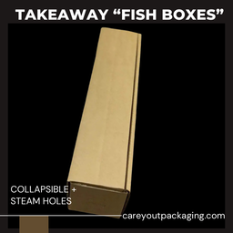 GRILLED FISH TAKEOUT BOXES - 20” x 4.5” x 4”  BROWN - (CLOSED TOP; NON -WINDOWED / PET-LINED) 