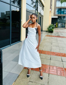 White Silky Satin Dress