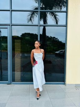 White Silky Satin Dress