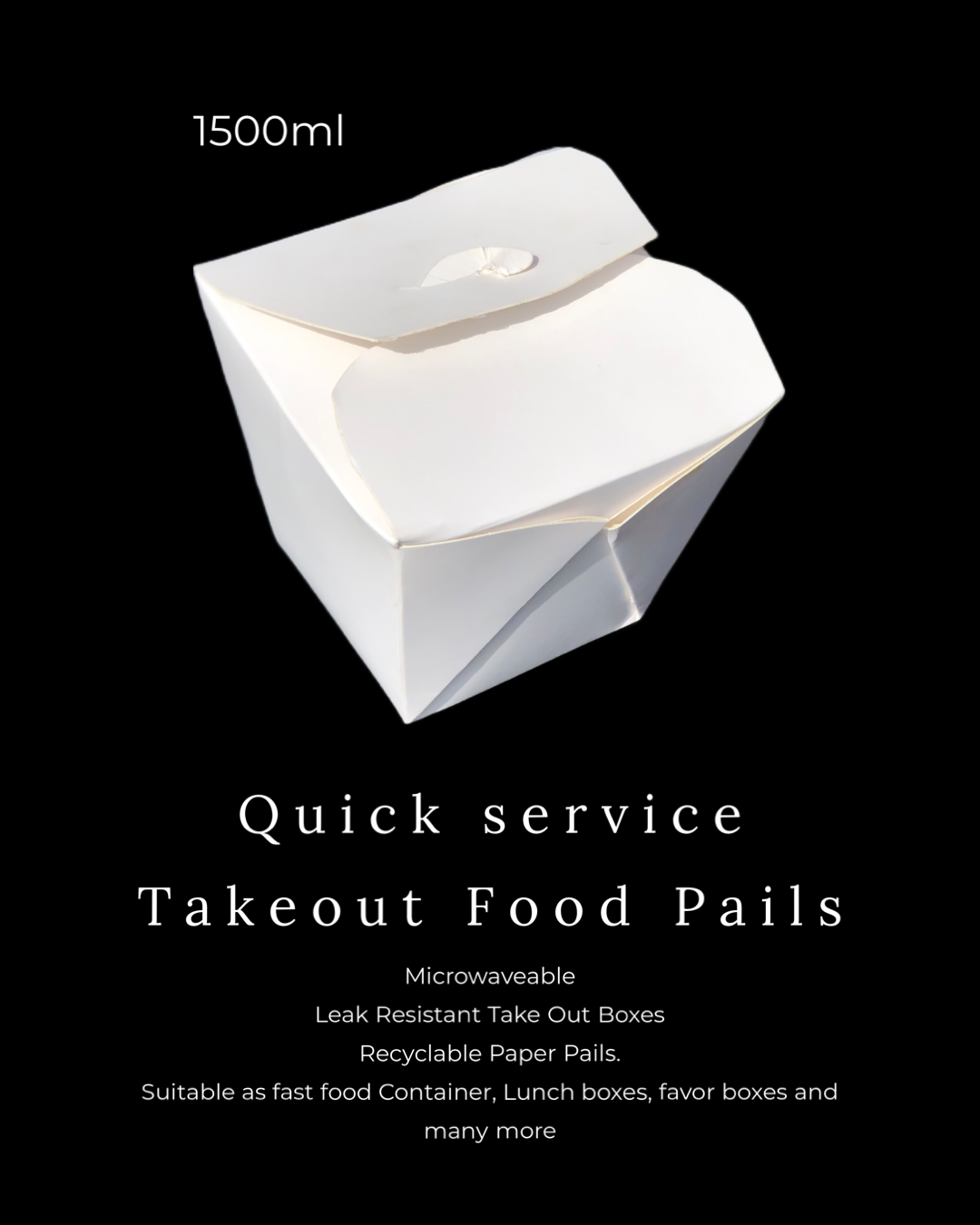 CHINESE TAKEOUT PAILS - PLAIN WHITE  - 946ml (32oz)_12