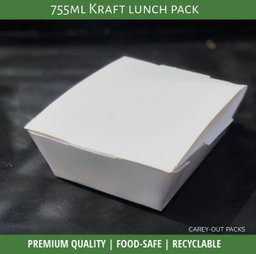 755ml TAKEOUT FOOD PACKS / PLAIN WHITE - CARTON OF 500 PIECES 