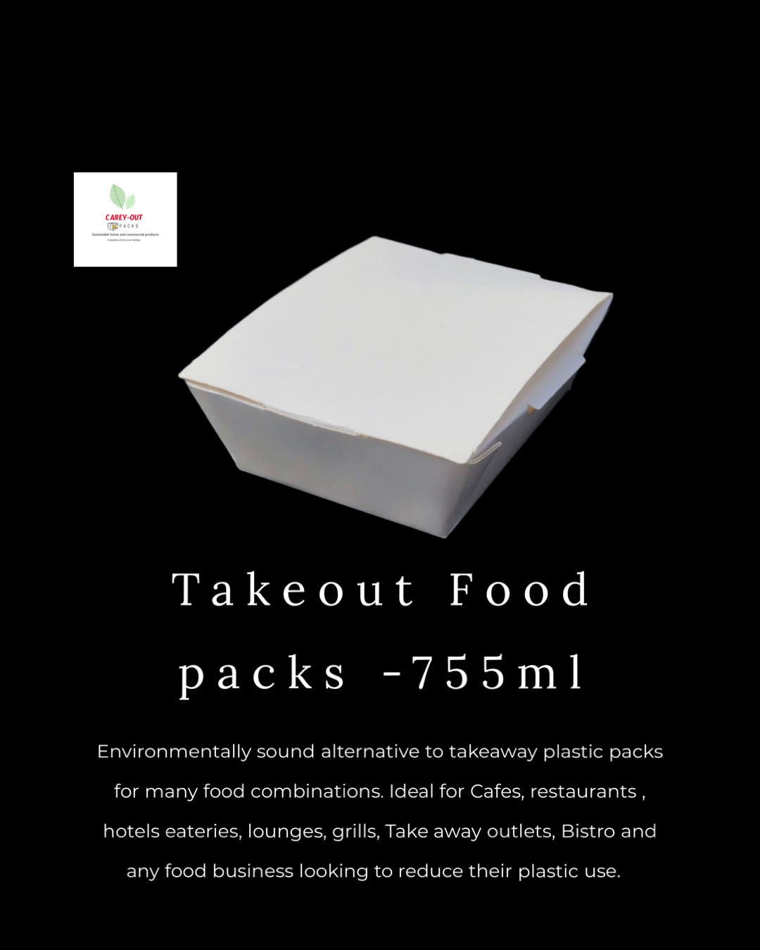 755ml TAKEOUT FOOD PACKS / PLAIN WHITE - CARTON OF 500 PIECES