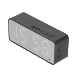 Battery Powered Digital Alarm Clock with Bluetooth with Speaker - Black