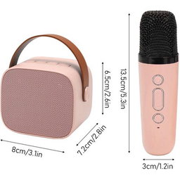 Portable Bluetooth Wireless Karaoke Speakers with 2 Microphones - Pink