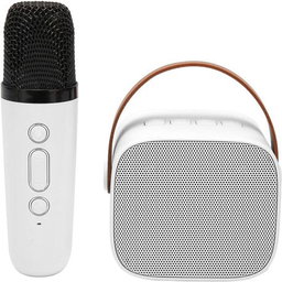 Portable Bluetooth Wireless Karaoke Speakers with 2 Microphones - White