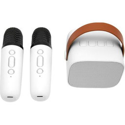 Portable Bluetooth Wireless Karaoke Speakers with 2 Microphones - White