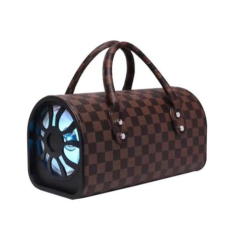 Rechargeable Handbag Wireless Bluetooth Speaker LED Karaoke Speaker - Brown