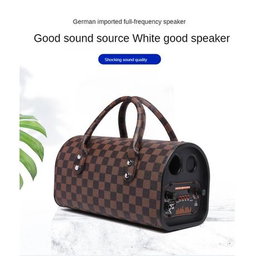 Rechargeable Handbag Wireless Bluetooth Speaker LED Karaoke Speaker - Brown