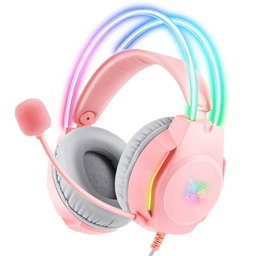 Neon Magic RGB Lighting Noise Reduction Wired Headphon Onikuma X26 3.5mm - Pink