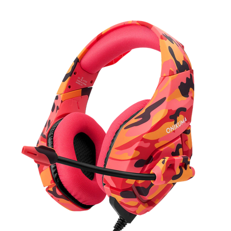 Onikuma K1B Gaming Headphones - Red Camo