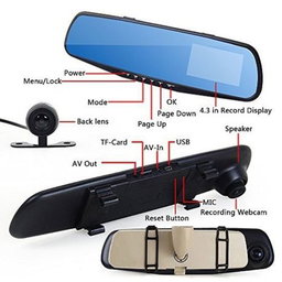 4.3" Rearview Mirror Dual Channel Recorder Vehicle Blackbox DVR