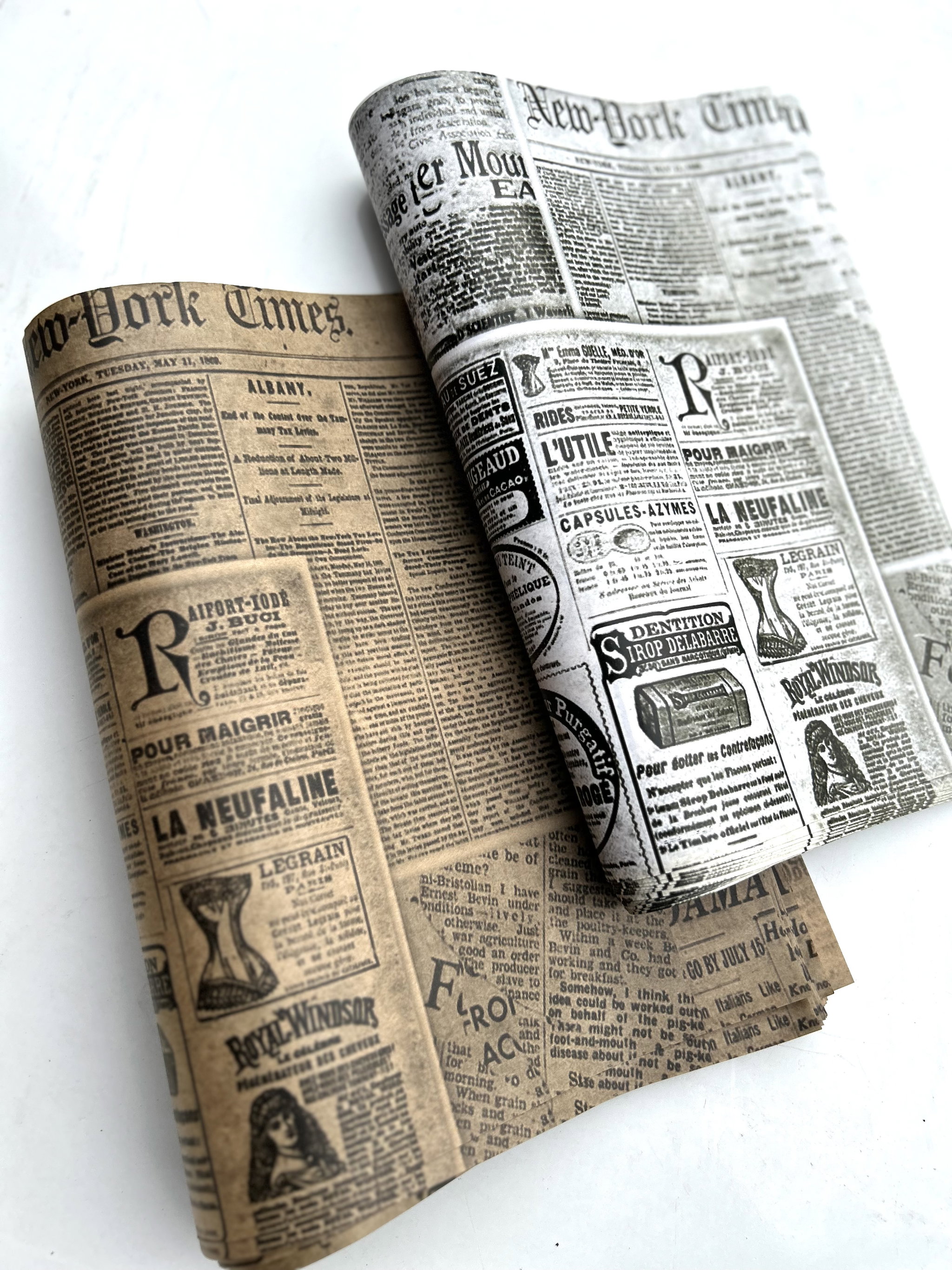 DELI PAPERS - “NEWSPAPER PRINTS”  / BLACK & BROWN- 3 SIZES_4