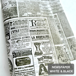  DELI PAPERS - “NEWSPAPER PRINTS'' / BLACK & WHITE - 3 SIZES