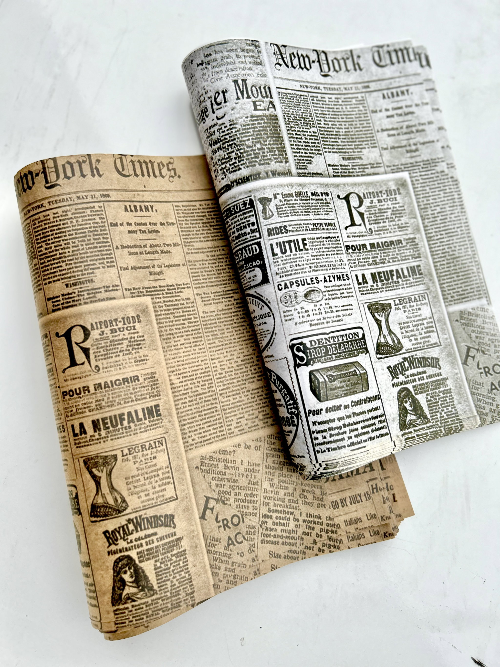 DELI PAPERS - “NEWSPAPER PRINTS”  / BLACK & BROWN- 3 SIZES_7