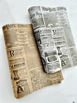DELI PAPERS - “NEWSPAPER PRINTS”  / BLACK & BROWN- 3 SIZES