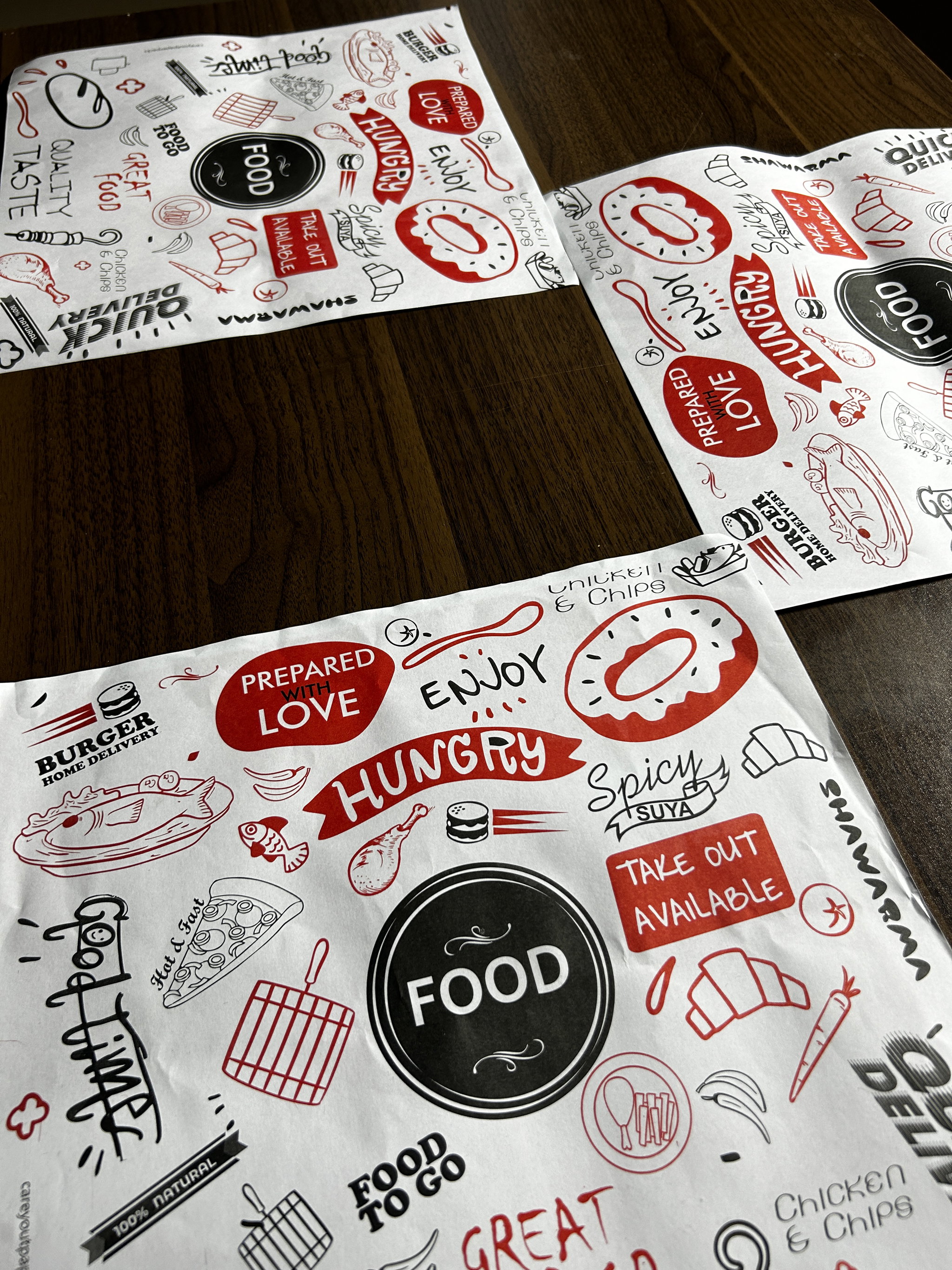 “ FOOD TO GO “ TABLE MATS - 12” x 12” - PACK OF 50 PIECES_6