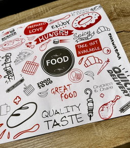 “ FOOD TO GO “ TABLE MATS - 12” x 12” - PACK OF 50 PIECES