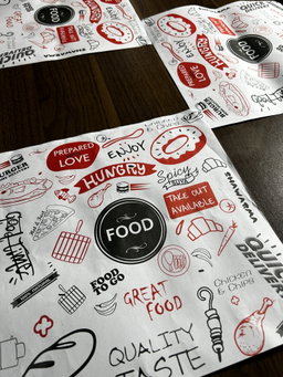 “ FOOD TO GO “ TABLE MATS - 12” x 12” - PACK OF 50 PIECES