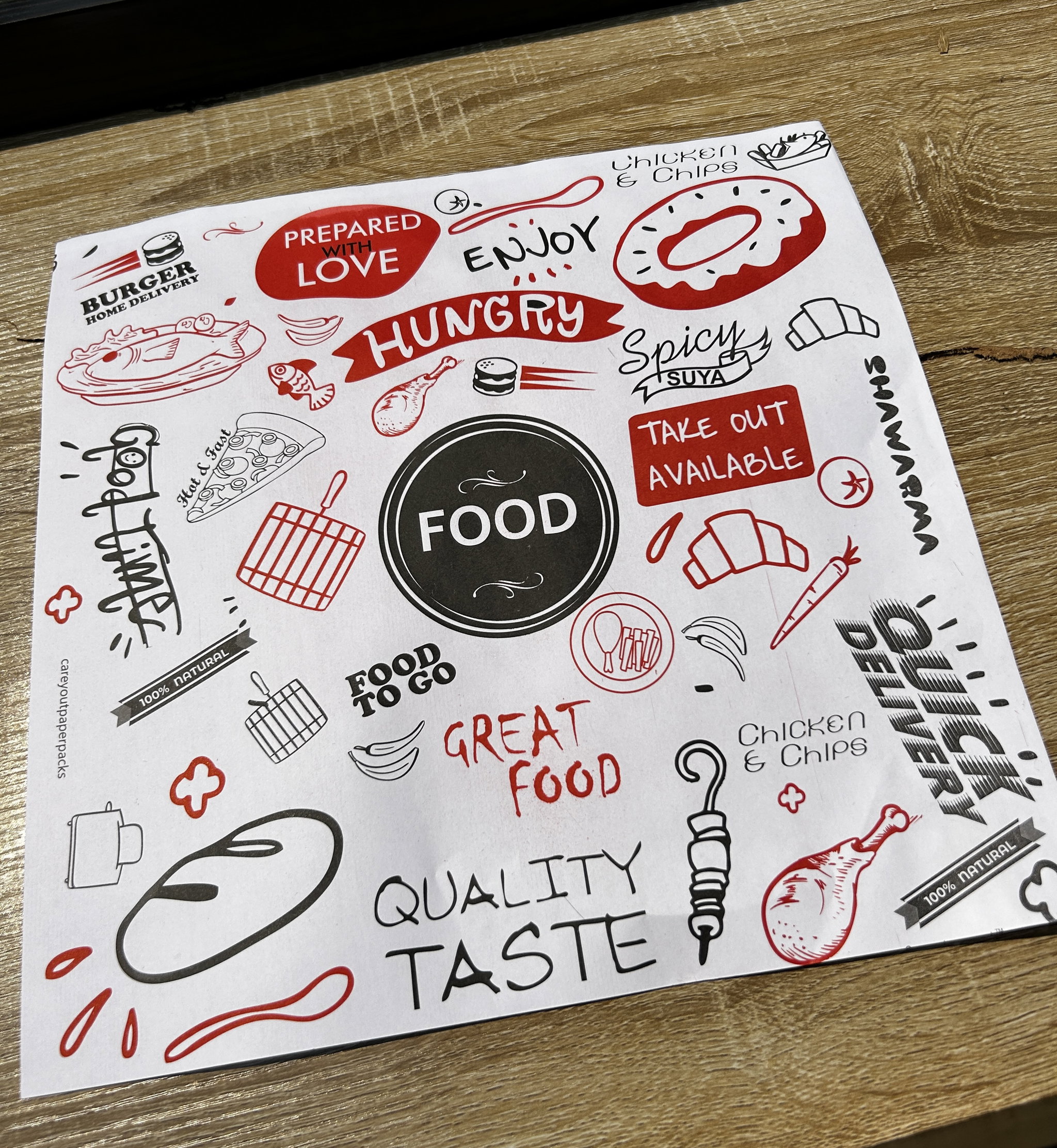 “ FOOD TO GO “ TABLE MATS - 12” x 12” - PACK OF 50 PIECES_2