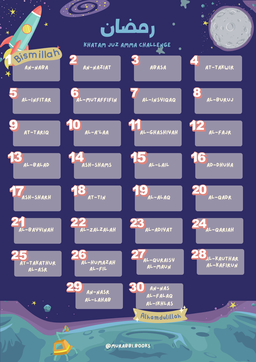 Printable Ramadhan Khatam chart (KIDS)-Space