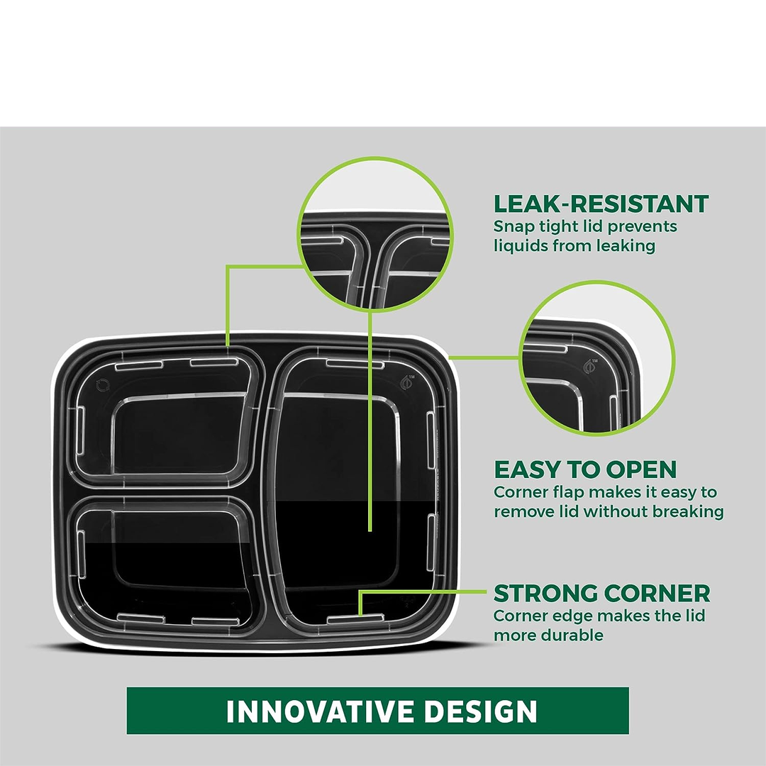 3 Compartment with Lids