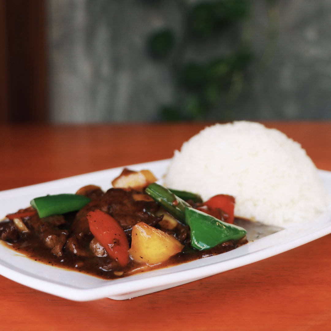 Fried Black Pepper Beef with Rice