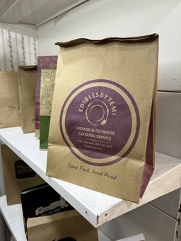 BRANDED KRAFT DELIVERY TAKEOUT BAGS - BROWN - 10.5’’ x 9’’ x 6’’ / MINIMUM ORDER QUANTITY OF 500 PIECES