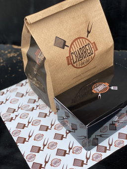 BRANDED TAKEOUT BOXES - 7” x 4” x 3” / MINIMUM ORDER QUANTITY OF 500 PIECES