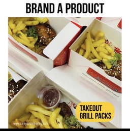BRANDED TAKEOUT BOXES - 7” x 4” x 3” / MINIMUM ORDER QUANTITY OF 500 PIECES