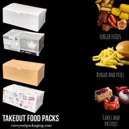 BRANDED TAKEOUT BOXES - 7” x 4” x 3” / MINIMUM ORDER QUANTITY OF 500 PIECES